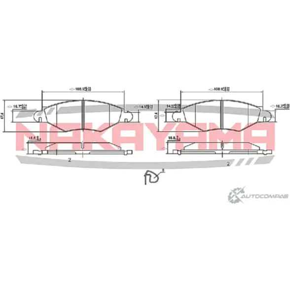 Колодки тормозные дисковые передние, комплект NAKAYAMA HP8388NY 1425567500 7KGA7 F9 06Z2