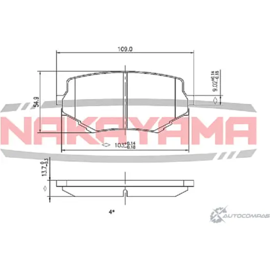 Колодки тормозные дисковые передние, комплект NAKAYAMA 1425572468 HP8408NY 2WEM IS 4UJZ4B
