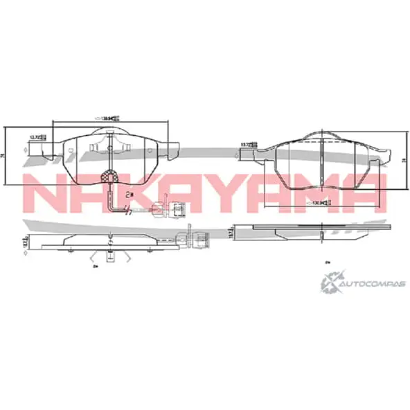 Колодки тормозные дисковые передние, комплект NAKAYAMA VMM3JC 1425575139 HP8413NY XU9 08J изображение 0