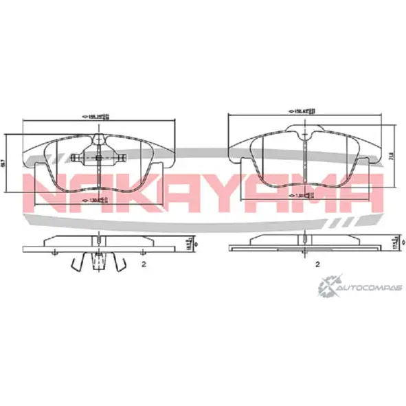 Колодки тормозные дисковые передние, комплект NAKAYAMA A6UK V5 P2HTY4 1425563359 HP8425NY