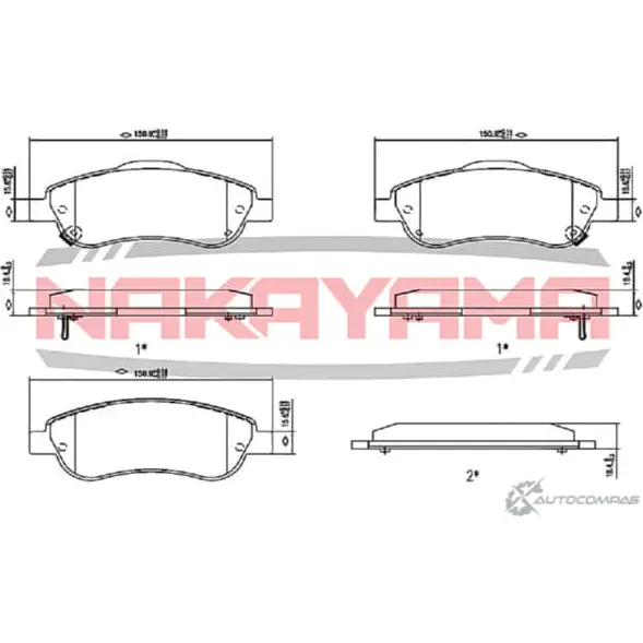 Колодки тормозные дисковые передние, комплект NAKAYAMA 1425564826 HP8426NY F8UZYU FW 9QGL