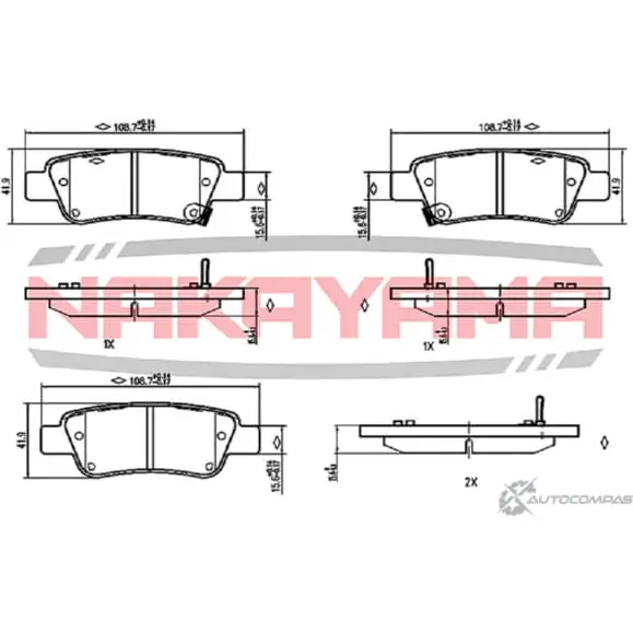 Колодки тормозные дисковые задние, комплект NAKAYAMA 1425564827 HP8427NY ODB2ZU L 78R61