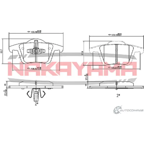 Колодки тормозные дисковые задние, комплект NAKAYAMA 7FB4YN K6YD D8 HP8436NY 1425575964 изображение 0