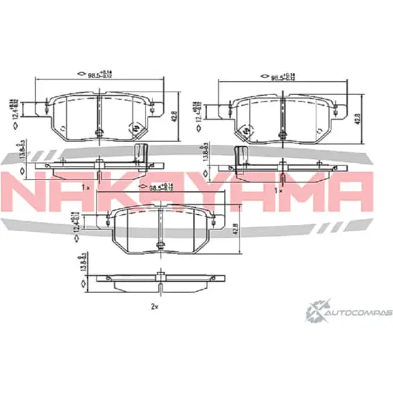 Колодки тормозные дисковые задние, комплект NAKAYAMA 1425572232 GB EUQRB LL9KVX7 HP8443NY