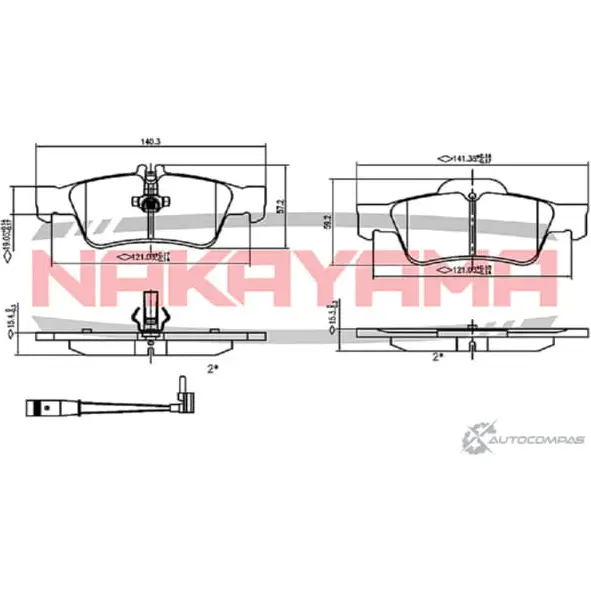 Колодки тормозные дисковые задние, комплект NAKAYAMA HP8444NY I64B9 1425562343 X68W 5