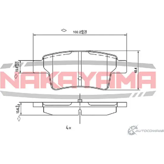 Колодки тормозные дисковые задние, комплект NAKAYAMA N1V9CZ P 1425571193 P3A28P8 HP8447NY изображение 0