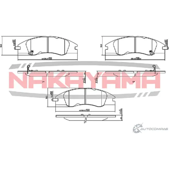 Колодки тормозные передние, дисковые NAKAYAMA HP8452NY C8P IWR 1420939020 J4U57 изображение 0