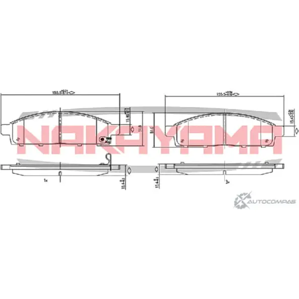 Колодки тормозные передние, дисковые NAKAYAMA HP8457NY WVZO9 1420938314 X M2DEYJ изображение 0