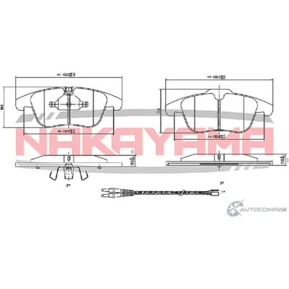 Колодки тормозные дисковые передние, комплект NAKAYAMA 8YL 9BIV 1425571195 HP8469NY 026YE