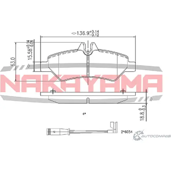 Колодки тормозные дисковые задние, комплект NAKAYAMA HIX KV HP8470NY K1DET81 1425562344