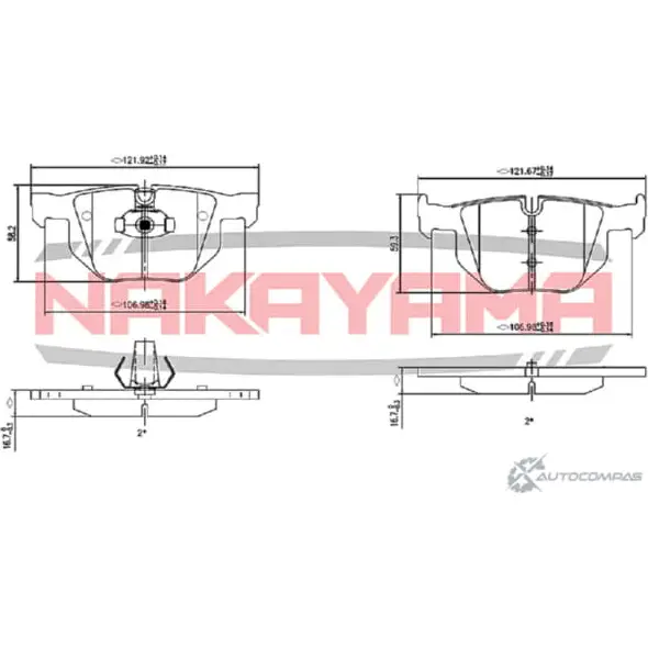 Колодки тормозные дисковые задние, комплект NAKAYAMA HP8490NY T6LHRYY 1425561435 U HULOEE изображение 0