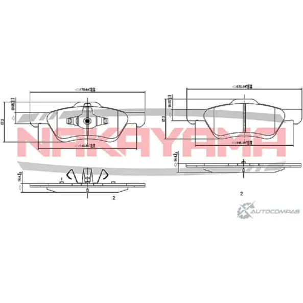 Колодки тормозные дисковые передние, комплект NAKAYAMA HP8498NY 1425563361 4 OHJW3 UCHYRD9