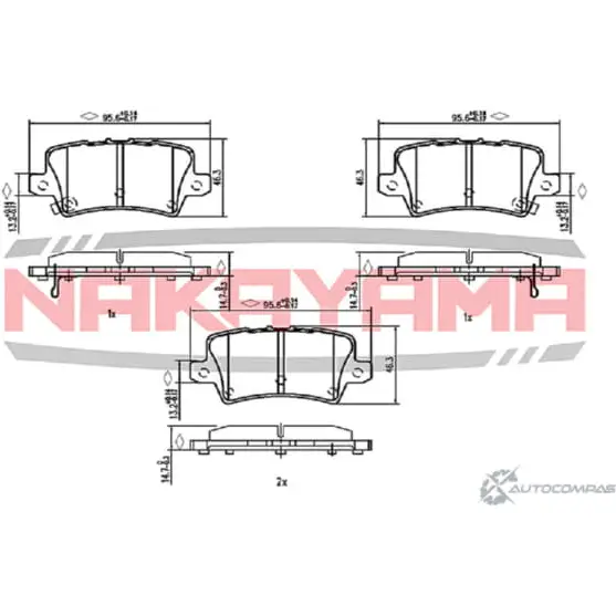 Колодки тормозные задние, дисковые NAKAYAMA 1420937619 HP8507NY OXC0E OZZ3 A1
