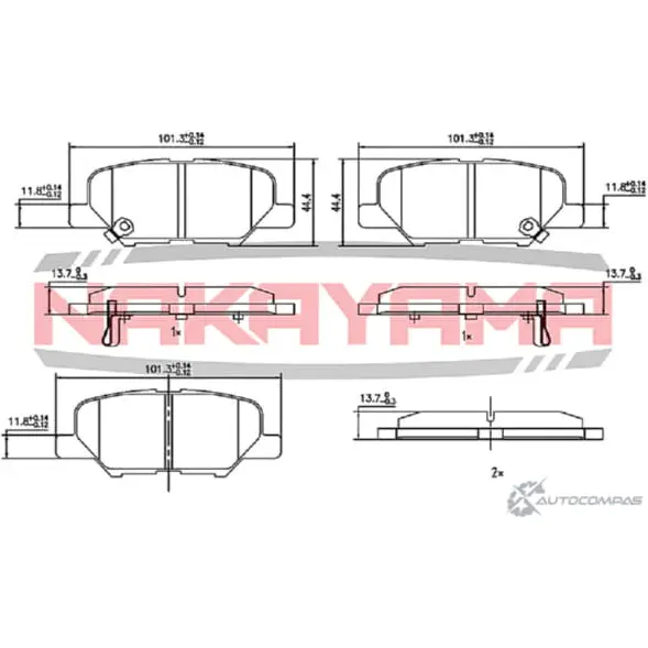 Колодки тормозные дисковые задние, комплект NAKAYAMA 6ZOTLC J 1425567799 HP8521NY XZOF1Y3