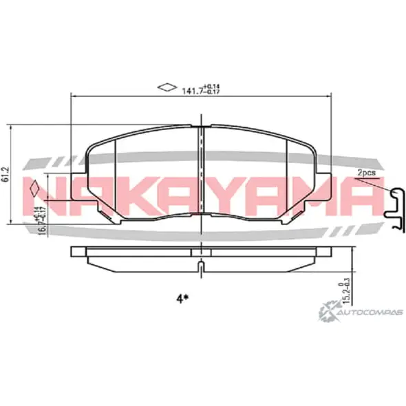 Колодки тормозные передние, дисковые NAKAYAMA DD4HEJ 1420936917 HP8522NY FU7J U4E изображение 0