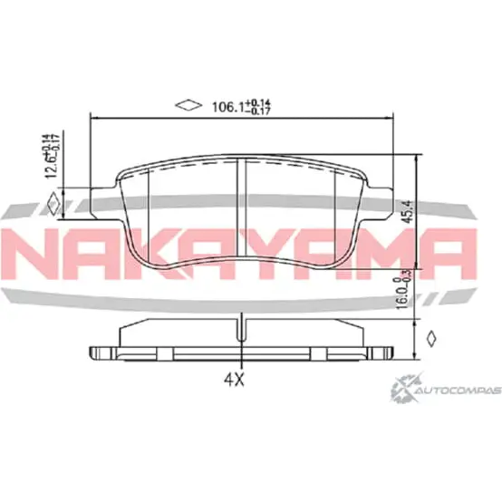 Колодки тормозные дисковые задние, комплект NAKAYAMA 1425571749 HP8525NY FZF RC W3NWP