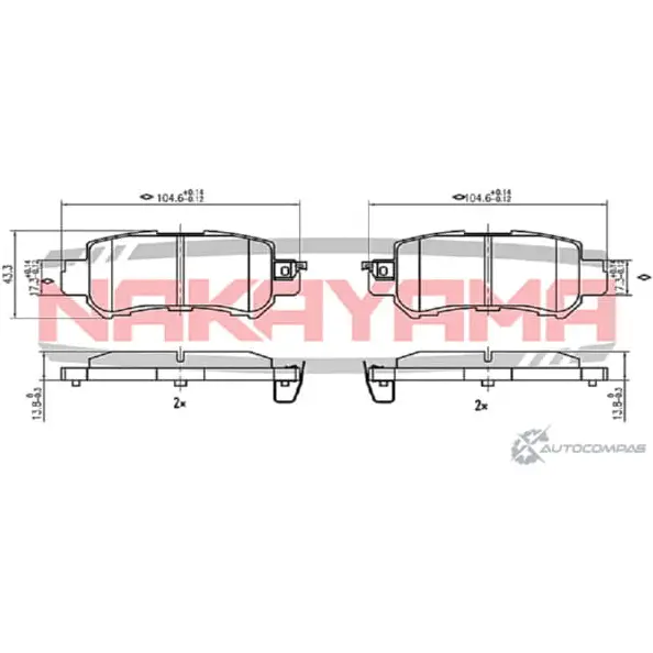 Колодки тормозные задние, дисковые NAKAYAMA R681X3U HP8539NY 1420936925 4C0VH 7 изображение 0