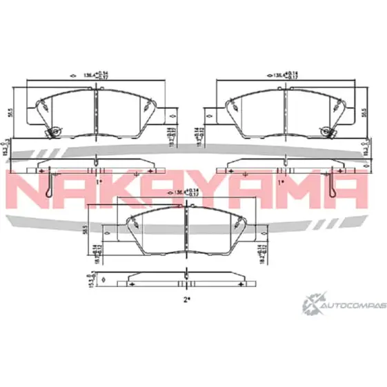 Колодки тормозные дисковые, передние комплект NAKAYAMA 2U9IELX HP8592NY 1425564830 X3TV 9ZB изображение 0