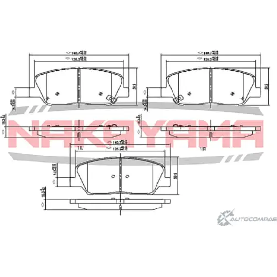 Колодки тормозные дисковые, передние комплект NAKAYAMA HP8619NY JFQV 39 1425566092 MG10QTD