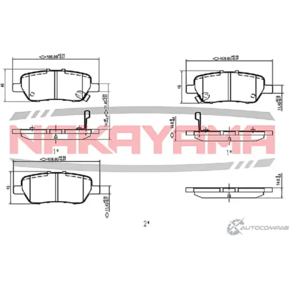 Колодки тормозные дисковые задние, к-кт NAKAYAMA HP8628NY 4P8XYT 1425564833 W 6X9VA изображение 0