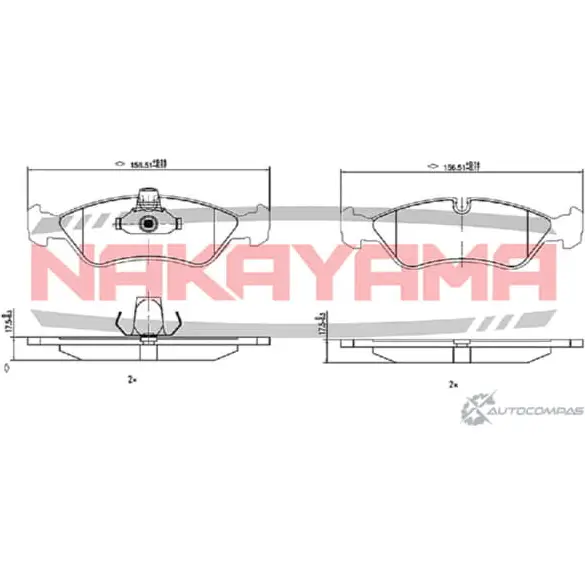 Колодки тормозные дисковые передние NAKAYAMA M9072 L7H 9WK HP8639NY 1425562051