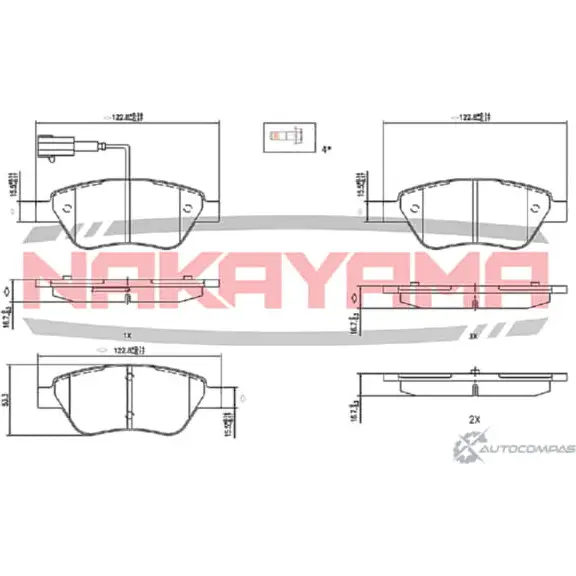 Колодки тормозные передние, к- кт NAKAYAMA 1425562789 HP8641NY 7QSF0A6 ZNK RY изображение 0