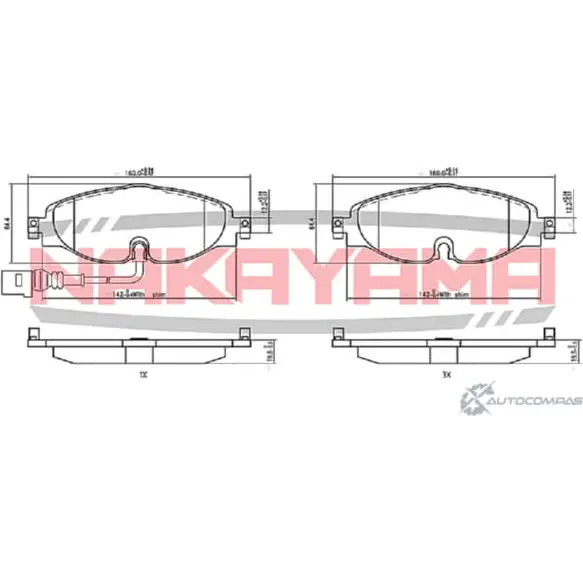 Колодки тормозные дисковые передние, к-кт NAKAYAMA RU 1IS HP8728NY OYU5YU 1425575157