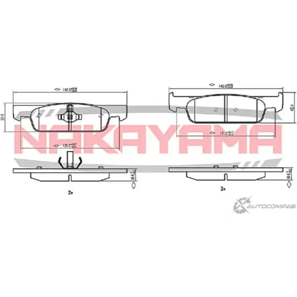Колодки тормозные дисковые передние, к-кт NAKAYAMA HP8769NY 1425567536 7E NCJ NF2O4CC