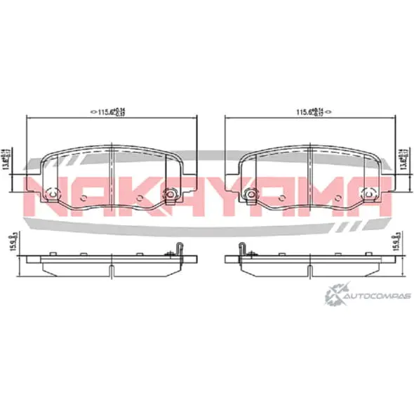 Колодки тормозные дисковые, комплект NAKAYAMA FX NV6W HP8884NY 1425561821 7XXZIM