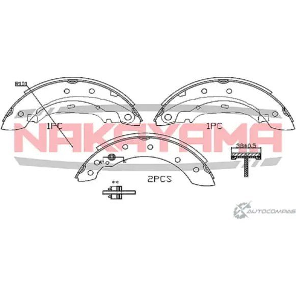 Колодки тормозные барабанные, комплект NAKAYAMA ITB90 65 3BW HS7106NY 1425571205