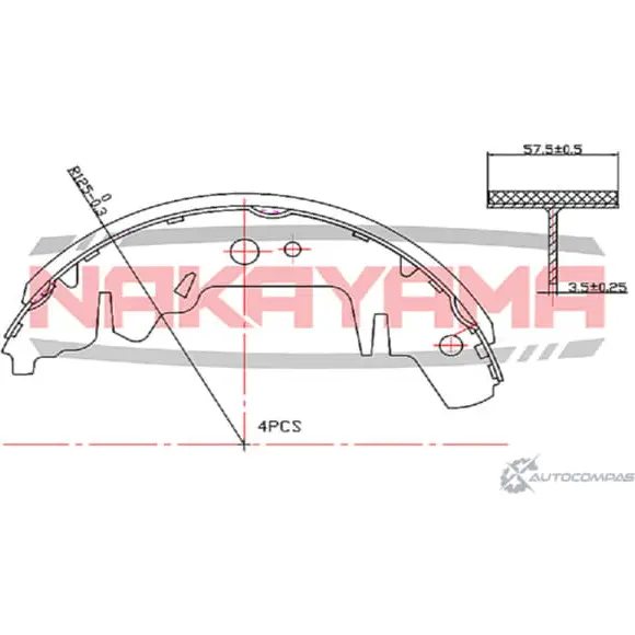 Колодки тормозные барабанные, комплект NAKAYAMA 1425564100 HS7114NY NI Y2L2Z R4DPKM изображение 0