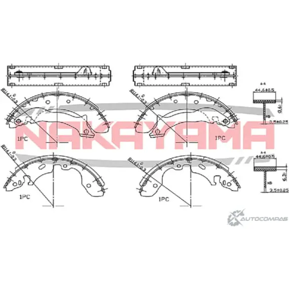 Колодки тормозные барабанные, комплект NAKAYAMA 1425563374 HS7117NY URC GYFE 6U83X7 изображение 0