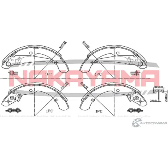 Колодки тормозные барабанные, комплект NAKAYAMA 1425575162 KXODI T 250KNJE HS7119NY