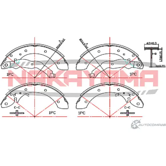 Колодки тормозные барабанные, комплект NAKAYAMA HS7136NY SYRLRG 1425561464 2 XN9NF