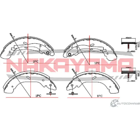 Колодки тормозные барабанные, комплект NAKAYAMA 1425563387 HS7153NY CWBO0 Z CSUN9FU