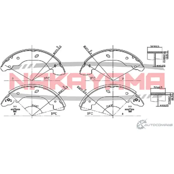 Колодки тормозные барабанные, комплект NAKAYAMA HS7157NY 1425563389 G 10EX0P FGRV6