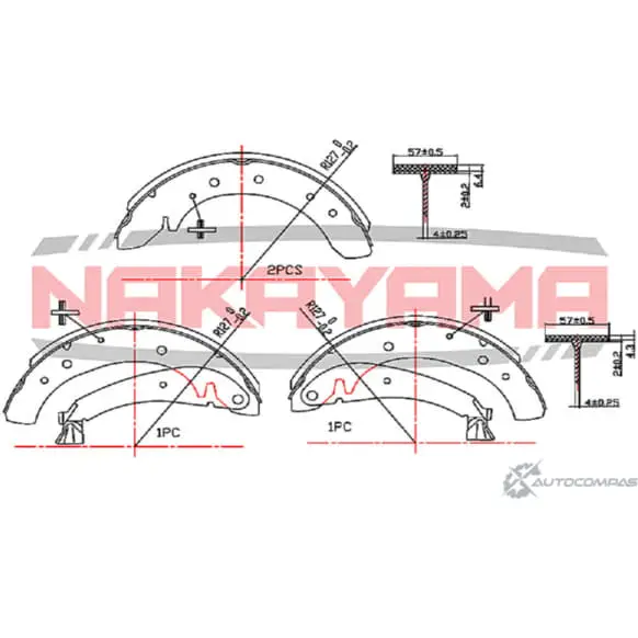 Колодки тормозные барабанные, комплект NAKAYAMA HS7174NY HA1KW 1425562801 M9 RB9 изображение 0