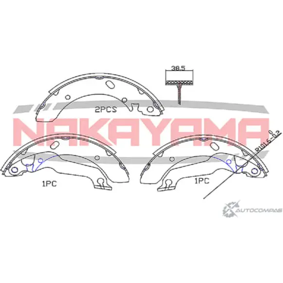 Колодки тормозные барабанные, комплект NAKAYAMA GKZ16 0R X56 HS7225NY 1425566103 изображение 0