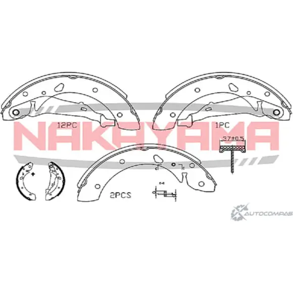 Колодки тормозные барабанные, комплект NAKAYAMA 2PC EEA HS7231NY 2W757HO 1425572915 изображение 0