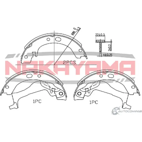 Колодки тормозные барабанные, комплект NAKAYAMA LK8 UV6O HS7236NY 1425572917 4NXLPT