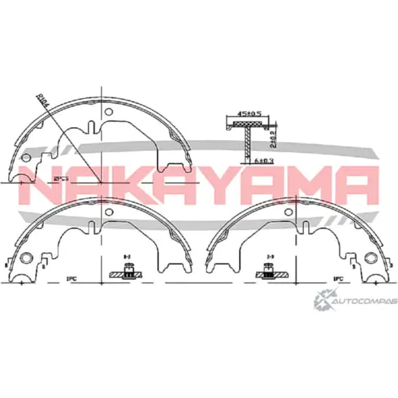 Колодки тормозные барабанные, комплект NAKAYAMA 1425572920 GE7N1 W HS7251NY FWESNO изображение 0