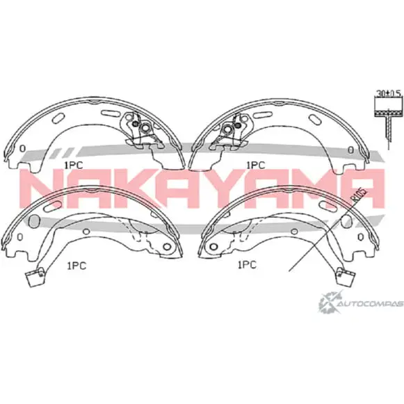 Колодки тормозные барабанные, комплект NAKAYAMA MA73NM HS7271NY 1425567609 AT6 0E1