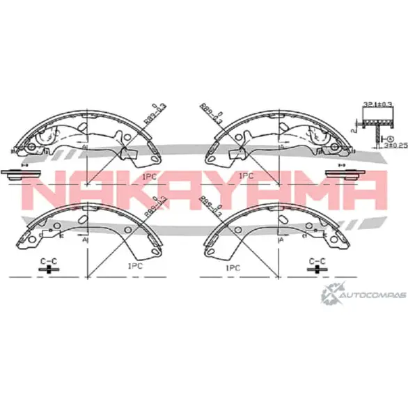 Колодки тормозные барабанные, комплект NAKAYAMA 1425566117 ZV QWZH8 HS7287NY 6Y83H