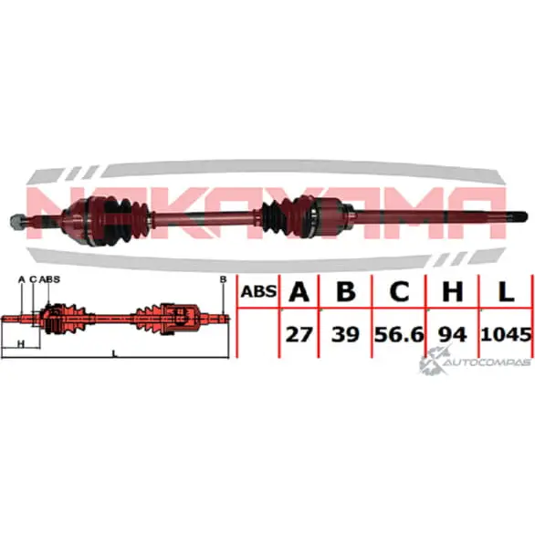 Вал приводной, передний NAKAYAMA 8 4RO083 ND1039NY V7BJDAZ 1425564371 изображение 0