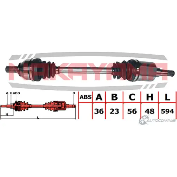Вал приводной, перед. Левый NAKAYAMA JP3ZQC ND1044NY 1425563543 Y8 SHHW3