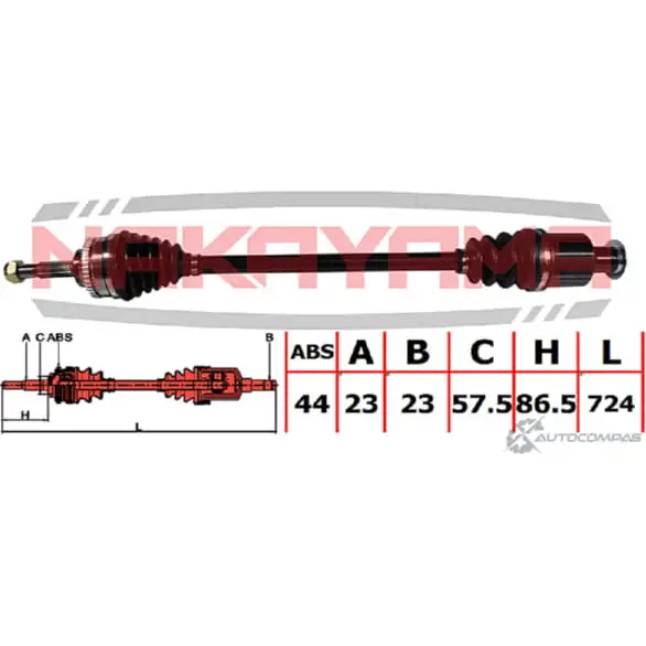 Вал приводной, перед. Правый NAKAYAMA ND1163NY 10ZW445 8 ECXQ 1425571857 изображение 0