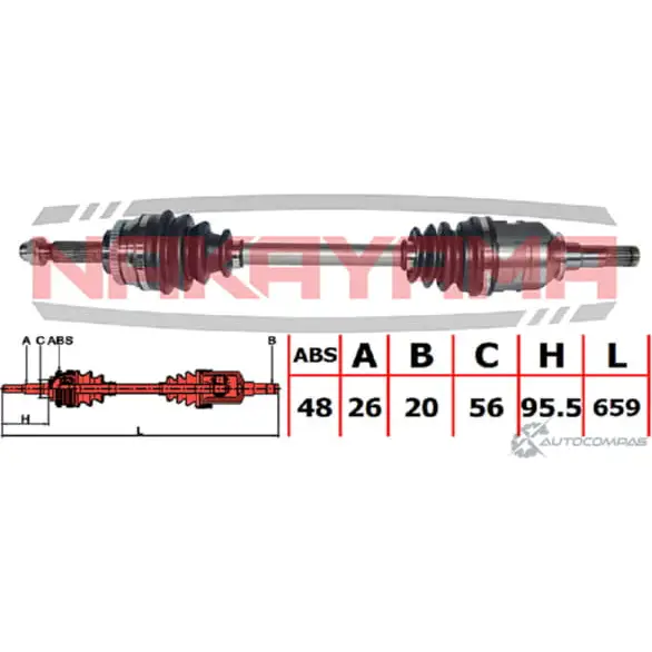 Вал приводной, перед. Левый NAKAYAMA F1XKY ND1199NY 1425574026 D 7UY5