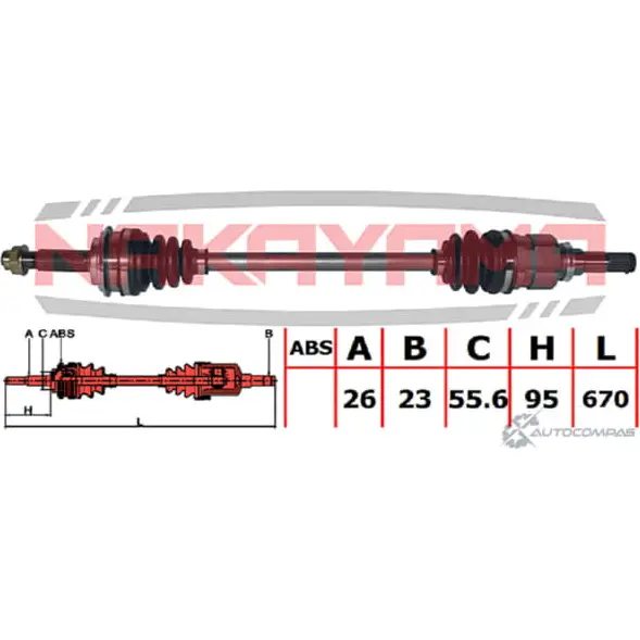 Вал приводной, перед. Левый NAKAYAMA ND2776NY C LC3X RPSMW2U 1425574037 изображение 0