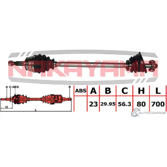 Вал приводной, передний левый NAKAYAMA YFVWRF ND303NY G ABJ6WF 1425571907