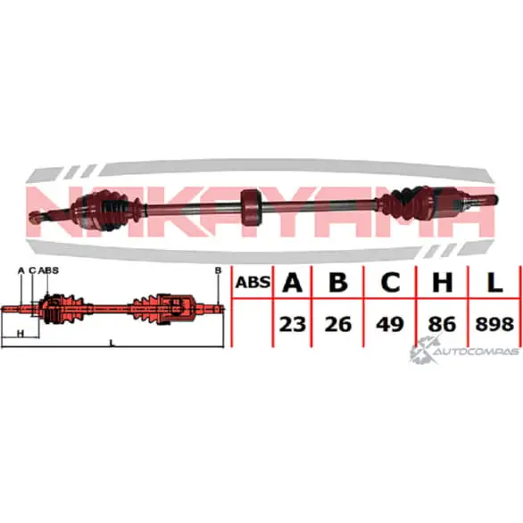 Вал приводной, передний правый NAKAYAMA K8M 5T 1425567543 ND3158NY 1FXKZ